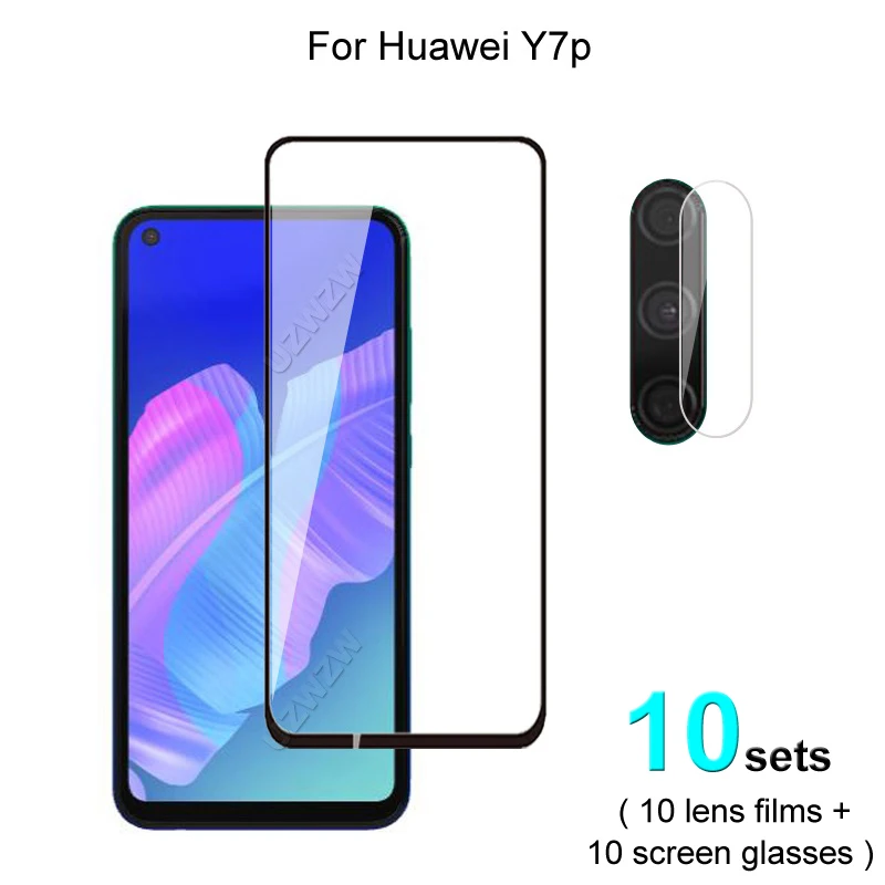 

10 комплектов для Huawei Y7p протектор экрана защитное закаленное стекло Взрывозащищенная и пленка для объектива камеры