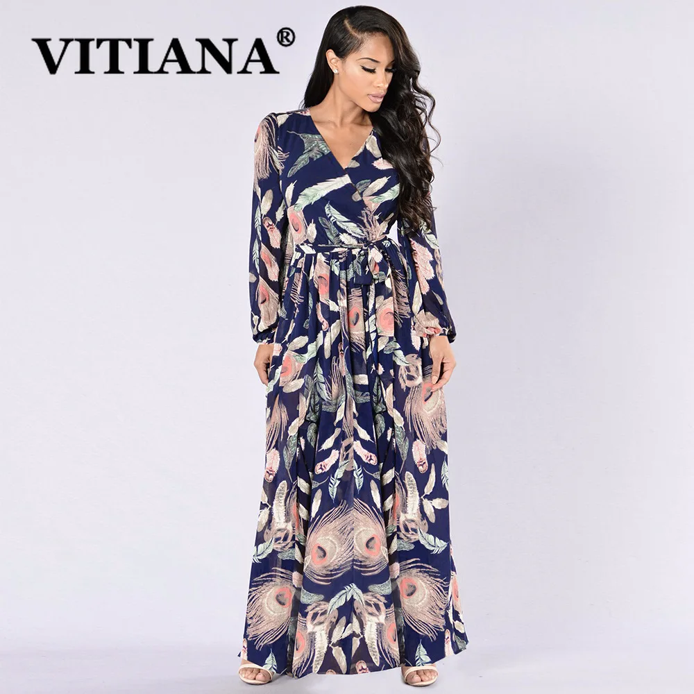 Женское вечернее платье VITIANA повседневное пляжное макси-платье до щиколотки с