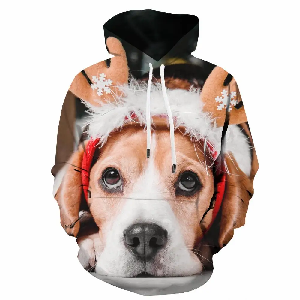 

3d Hoodies Dog Hoodie Men Christmas Hooded Casual Animal Sweatshirt Printed Cute Hoody Anime Long Sleeve Funny Casual Fashion