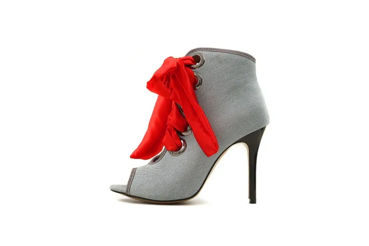 Big Size 9 10 11 12 high heels sandals women shoes woman summer ladies Lace jeans with lace across the mouth | Обувь