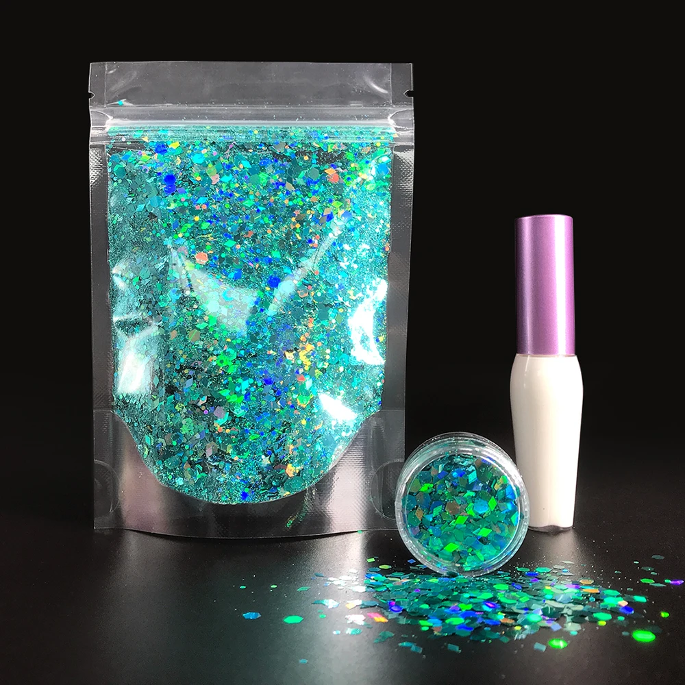 

50g/Bag Holographic Glitter UV Gel Polish Set Nail Art Mermaid Sequins Powder Colorful Makeup Manicure Decoracion Uñas