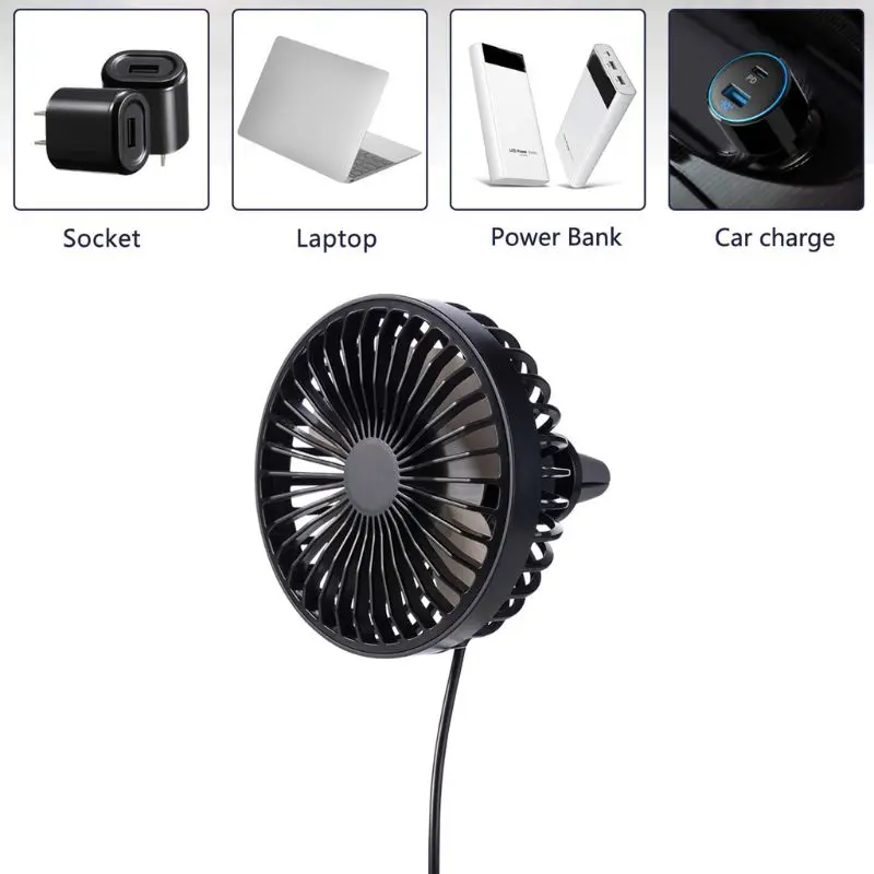 

360 Rotatable Car Air Vent Mounted 5V USB Fan for Sedan SUV Truck Auto Vehicles