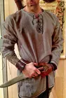 Мужская рубашка с вышивкой в древнеславянском стиле, Средневековый Ренессанс, однотонный Повседневный Удобный Универсальный костюм для косплея, 2020