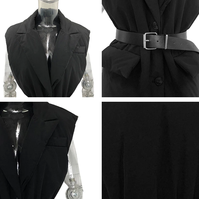 

CP Regular Turn Down Collar Vests Women Vogue Casual Tie Belt Waist Coats Women Elegant Single Breasted Vests Female Ladies