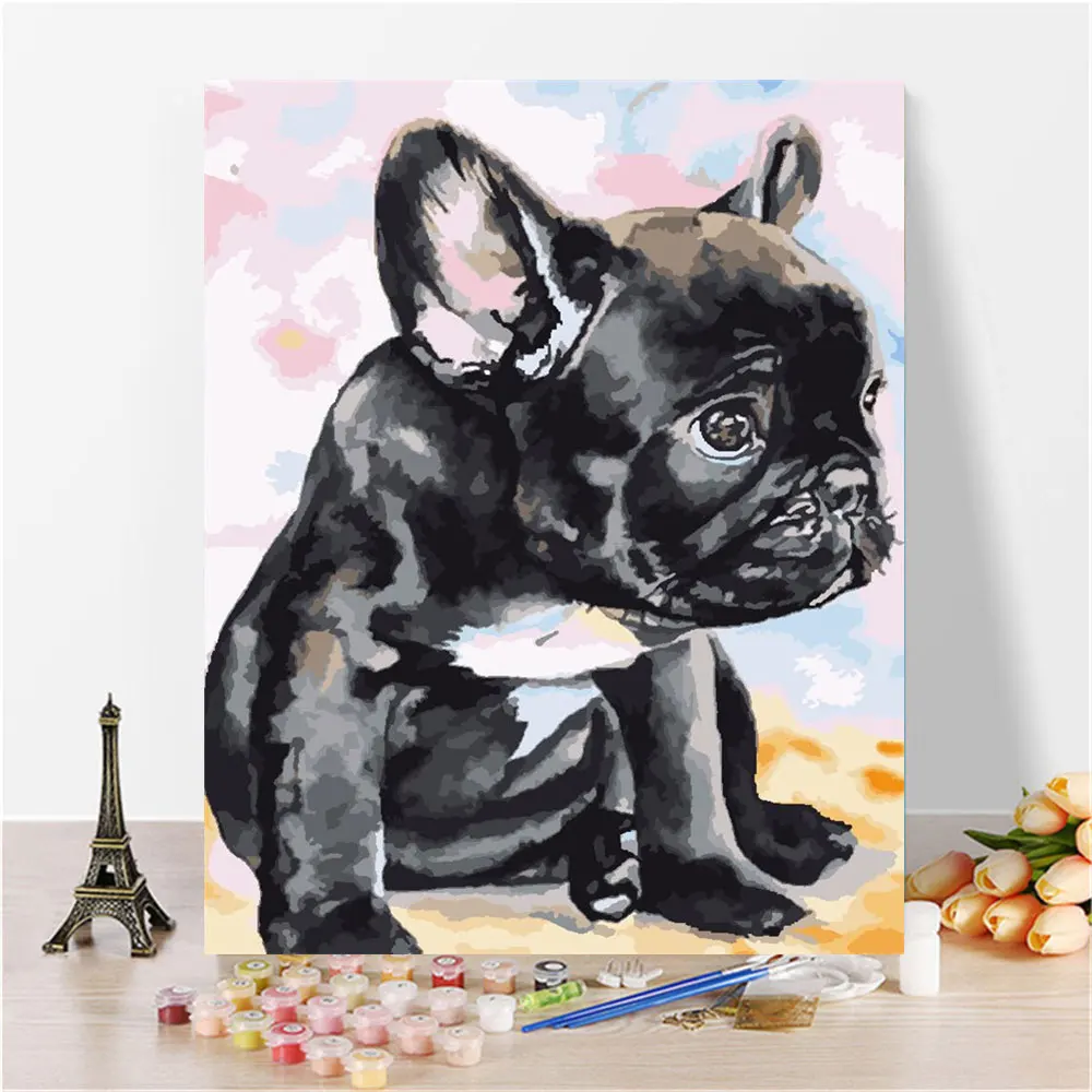 

Oil Painting By Numbers Animals Dog Drawing On Canvas DIY Hand Painted Color Acrylic Paint Kits Wall Art Picture Home Decor Gift