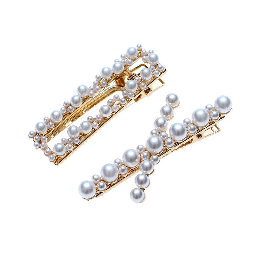 

Fashion Women Pearls Hair Clip Hairpins Barrettes Gold Color Metal Hair Accessories Chic Geometric Hairpin Barrette Hair Clip