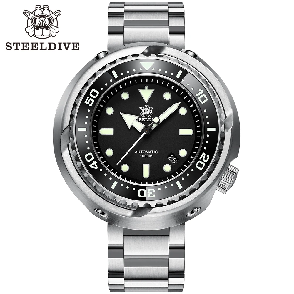 STEELDIVE SD2605 Stainless Steel Replacement Bracelet 22MM Fully Brushed Flat Head Link Folding Clasp with Safety for Dive Watch