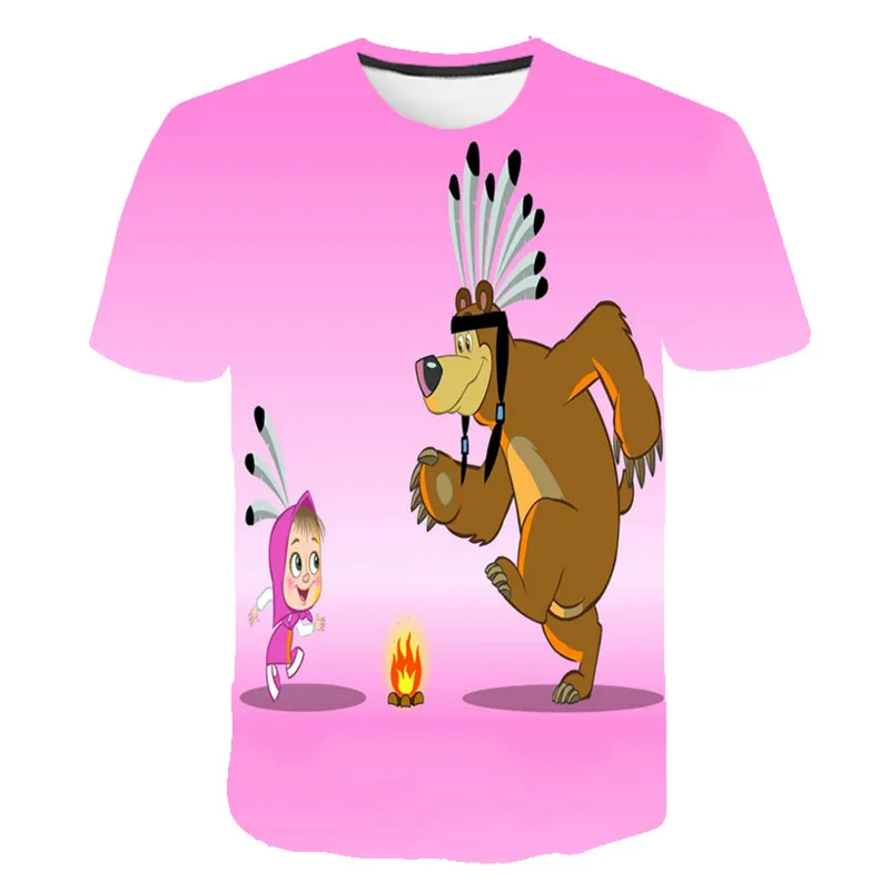 

Summer children's T-shirt fashion T-shirt for boys and girls with bear and Marta Short sleeve cartoon anime top