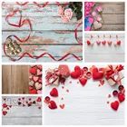 Фон для фотосъемки с изображением красных сердец свечей деревянных досок на заказ фоны для фотосъемки влюбленных День Святого Валентина день рождения