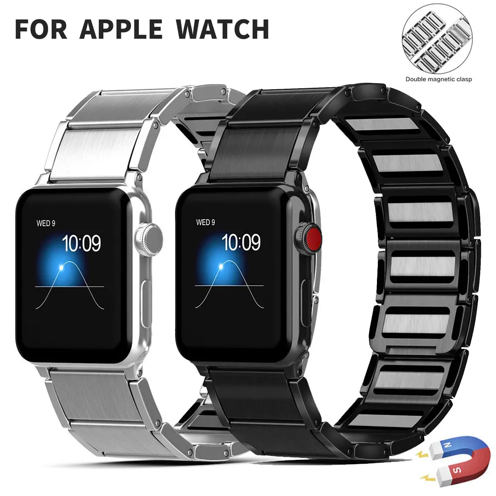 

Stainless Steel Strap For Apple Watch Band 7 Series 45mm 41mm Magnetic Loop Bracelet For iWatch 6 5 4 3 SE 44mm 40mm 42mm 38mm
