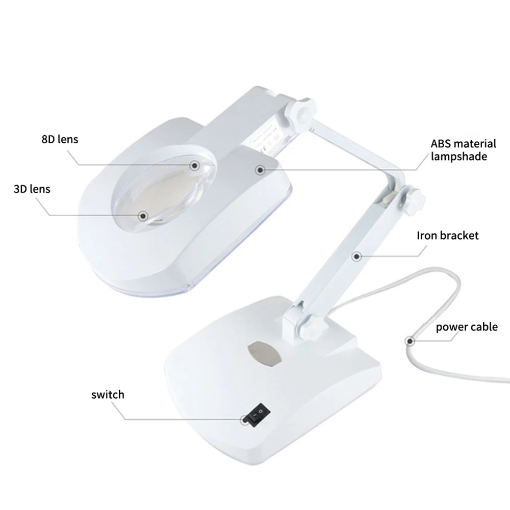 

8611B настольная лампа увеличительное стекло инструмент для ремонта мобильных телефонов складной Железный кронштейн лампа освещения светод...