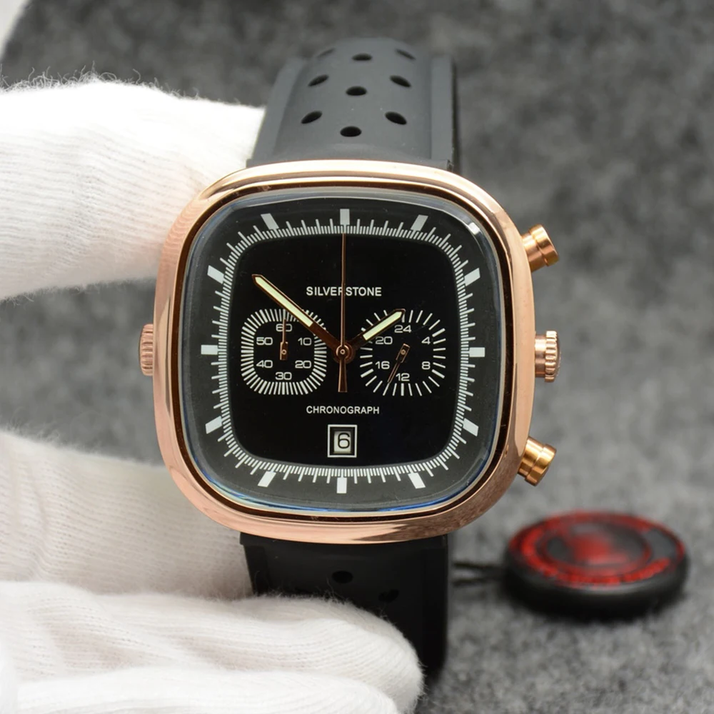 

New Luxury Men chronograph Quartz Date Watch Sapphire Stainless Steel Multi-function Calendar Brown Leather sport stopwatch