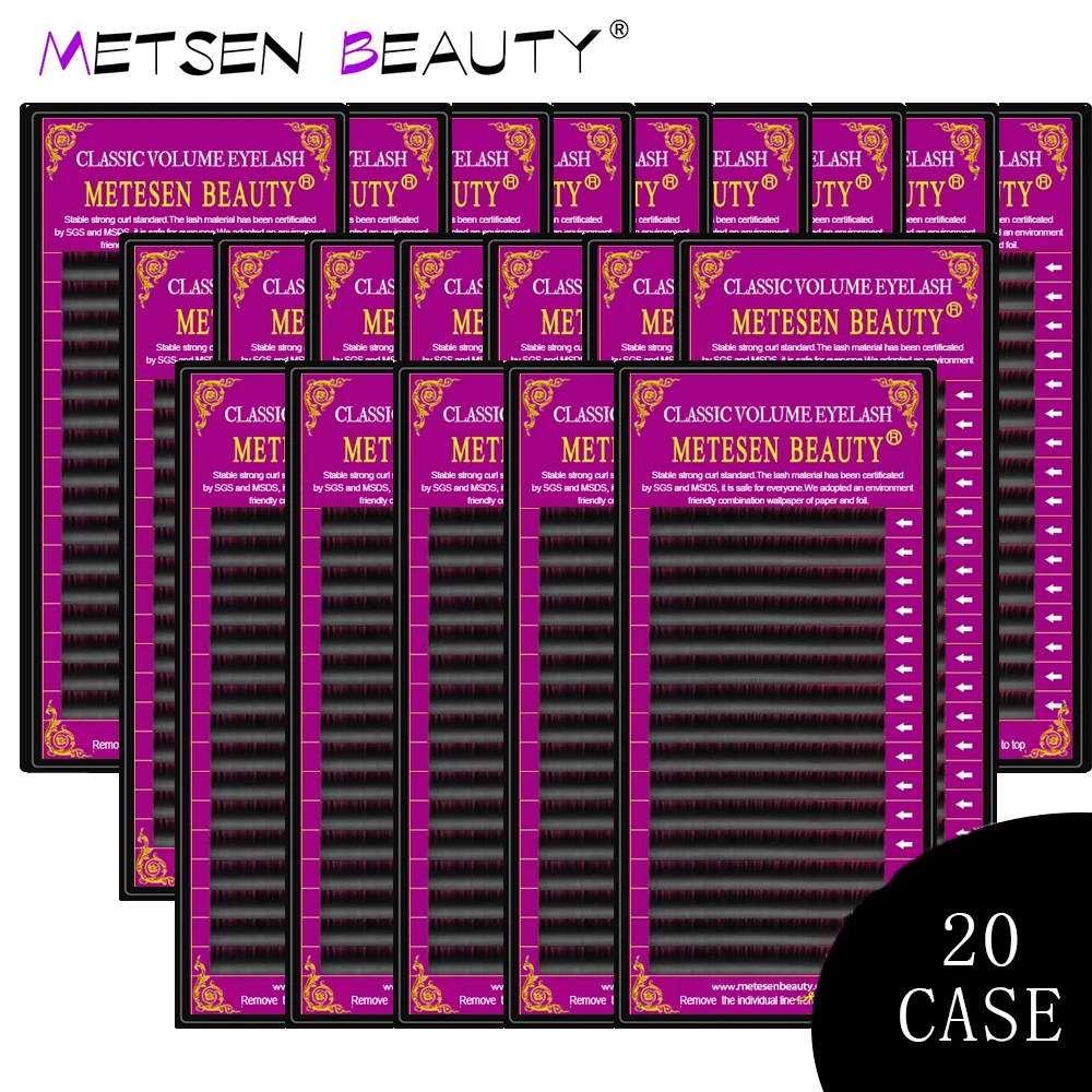 

METESEN 20cases 16rows Individual Eyelash Extension Premium Real Mink Eyelashes Single 7-15mm Volume lashes