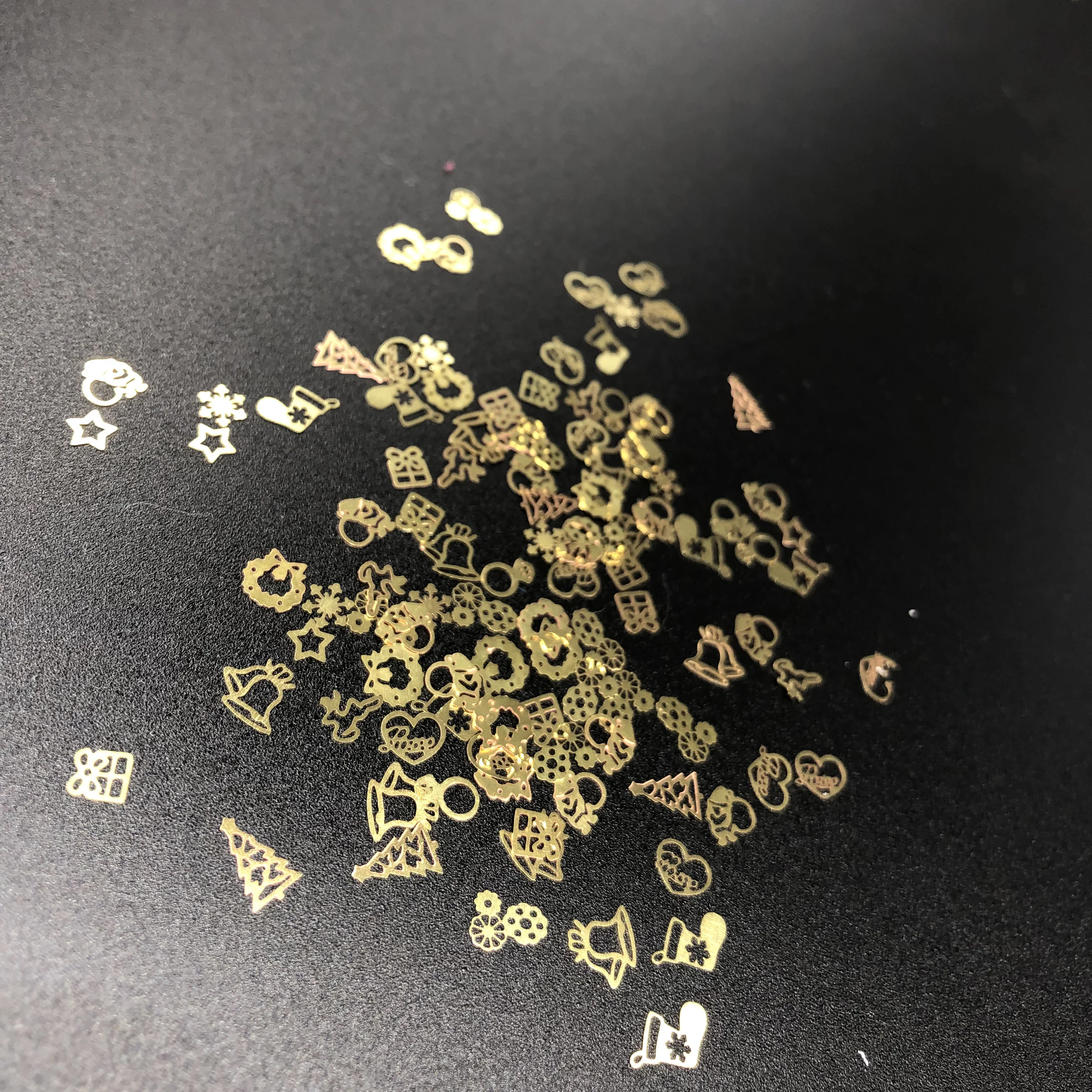 3D золотая коробка с блестками рождественские украшения для ногтей аксессуары