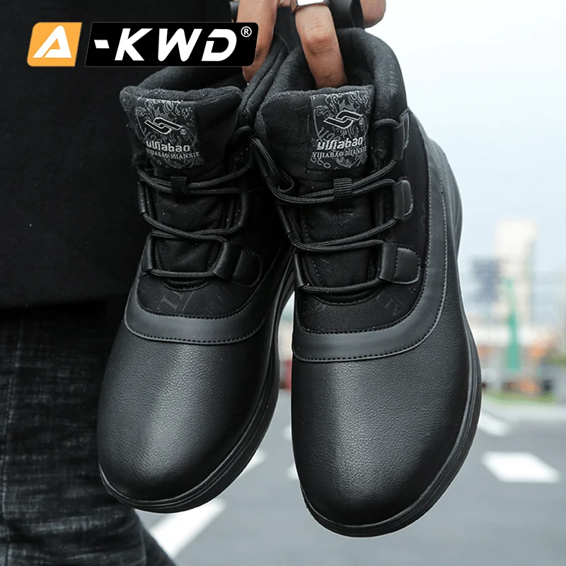 Ботинки мужские зимние из натуральной кожи высокие на шнуровке Повседневная