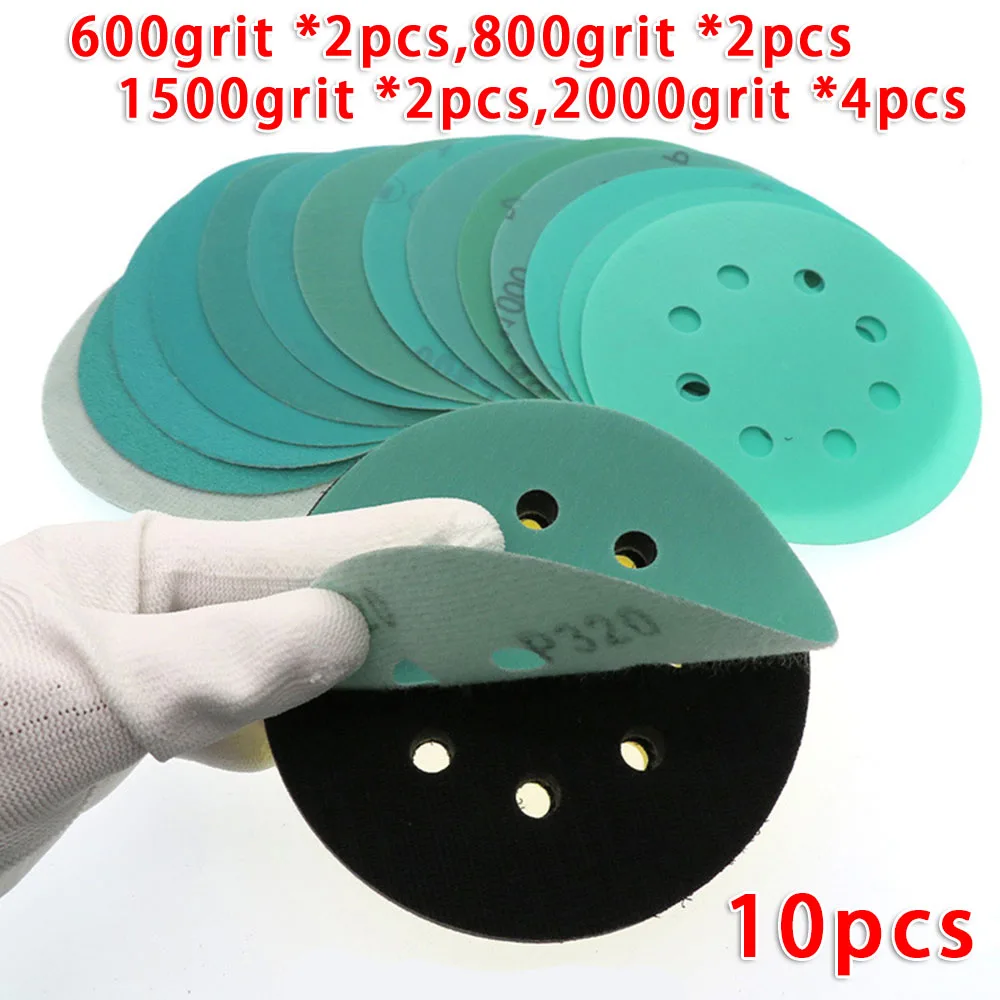 

5 Inch 8 Holes Sandpaper 125mm Sanding Disc Wet & Dry Grit 600/800/1500/2000 For FESTOOL/Mocha/MIRKA Sander Grinder Sandpapers