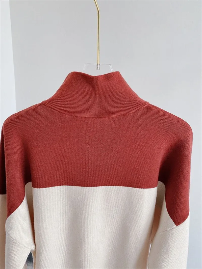 

2021 Spring New Woman LETTERS PRINT SWEATSHIRT HIGH NECK LONG SLEEVES PULLOVERS DROP SHOULDER OVERSIZED COTTON WOOL TOPS