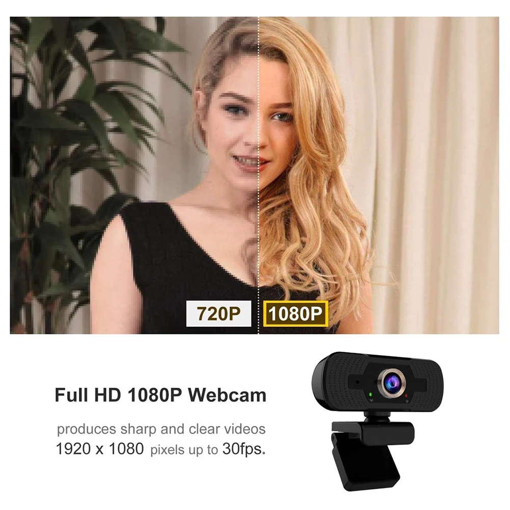 

USB Web Camera with Mic Privacy Cover Full HD PC 110 Degree Lens 1080P Webcam for Household Computer Safety Parts