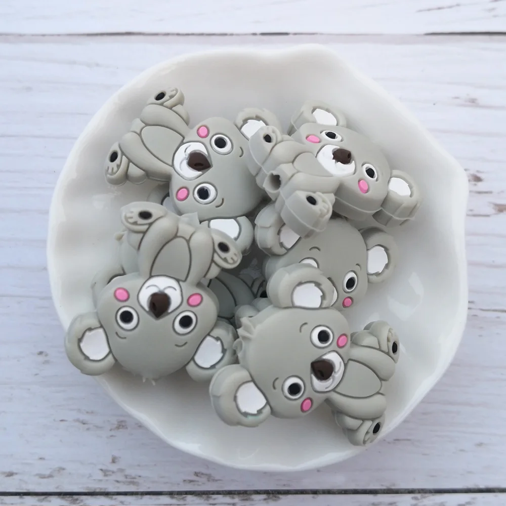 LOFCA 50 шт. силиконовые бусины Koala пищевой BPA-Free силиконовые бусины для изготовления детских прорезывателей пустышки цепи детский Прорезыватель игрушка