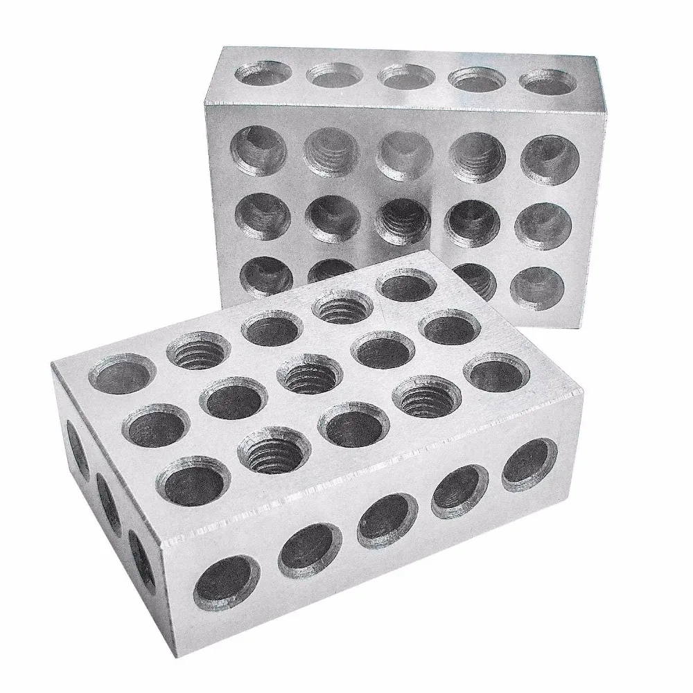 

2pcs 25-50-75mm Hardened Steel Blocks 0.005" Precision Matched Machinist 123 Milling Tool 23 Holes 1-2-3" block gauge
