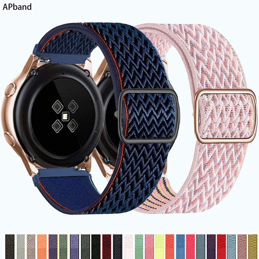 Ремешок нейлоновый эластичный для Samsung Galaxy Watch Active 4/classic/2/3 браслет Huawei GT 2 2e pro Gear S3