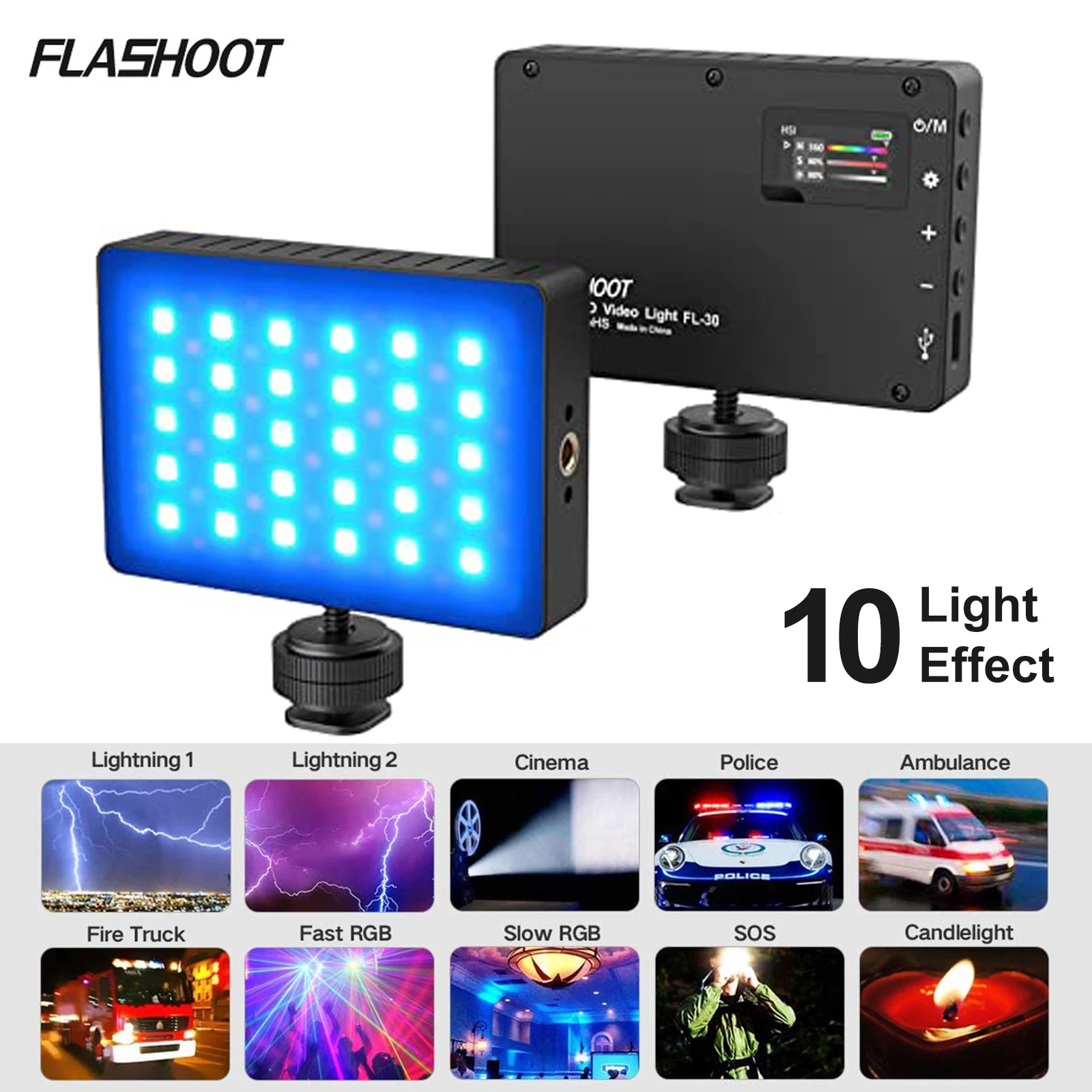 Светодиодсветильник лампа FLASHOOT FL-30 Pocekt RGB для фотосъемки с регулируемой яркостью