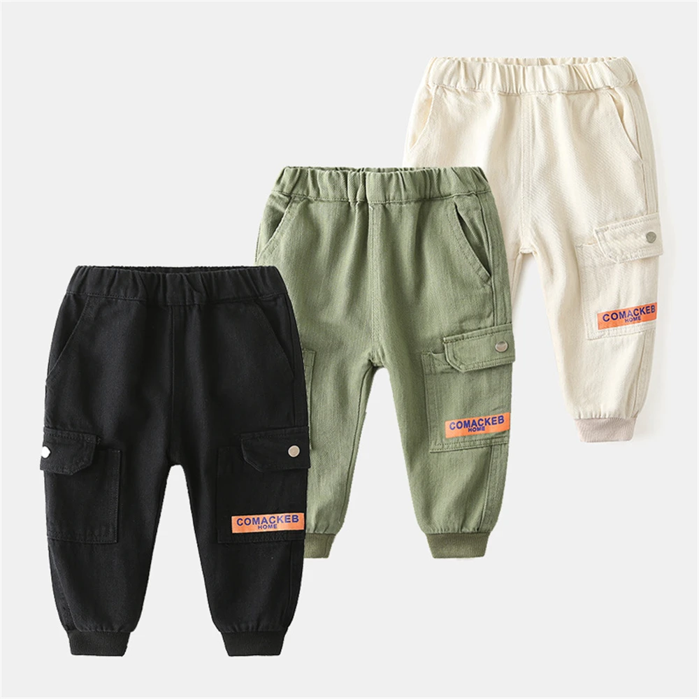 

Children's Overalls Trousers 2021 Spring and Autumn New Style Small and Medium-sized Boys and Boys Side Large Pocket Casual Pant