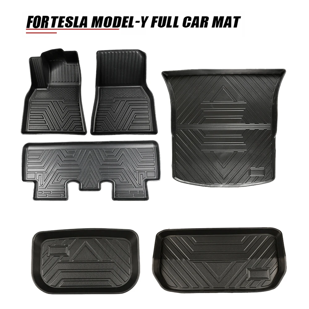 

All Weather Floor Mats For Tesla Model Y Custom Fit TPE Car Cargo Liner Rear Cargo Tray Trunk Waterproof Interior Accessories Se