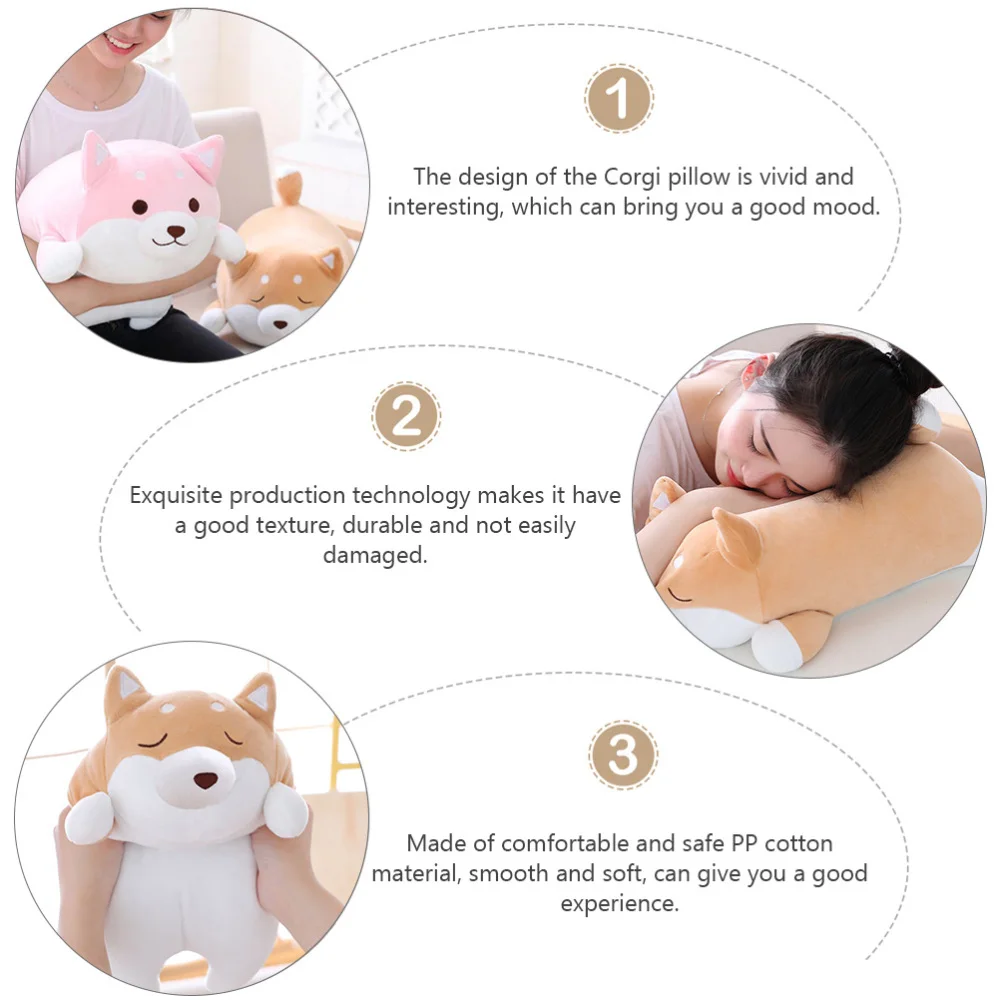 

1pc Cartoon Corgi Doll Practical Pillow to Accompany Sleeping Doll Dog