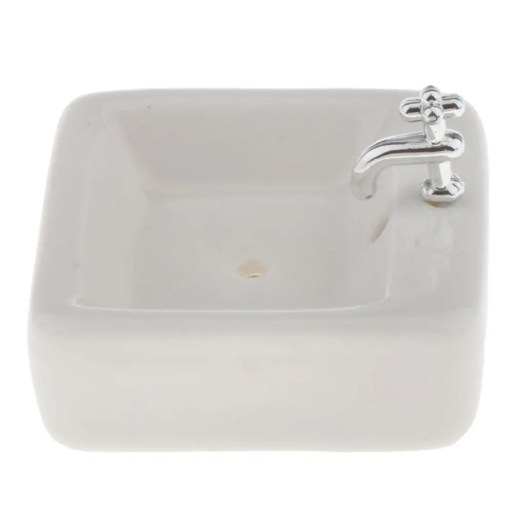 

1:12 Miniature White Wash Basin Simulation for Dollhouse Supplies Scenery