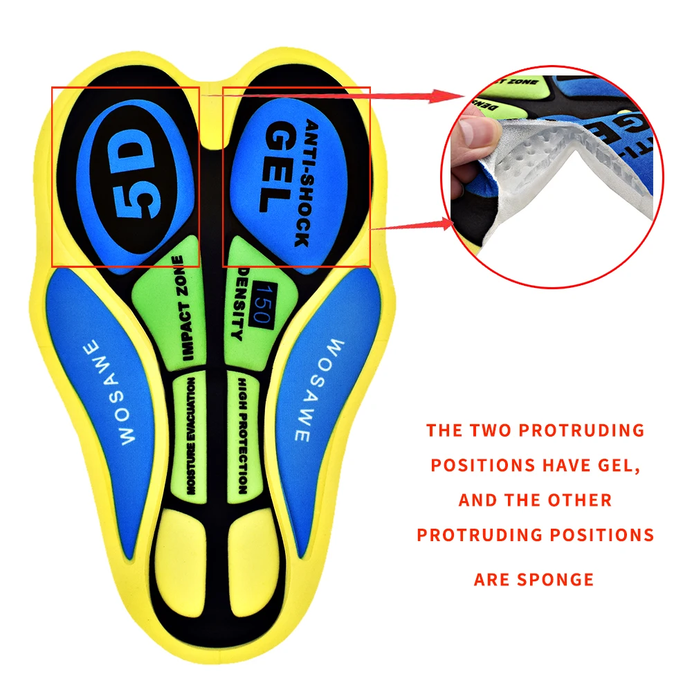 Вело шорты WOSAWE нижнее белье подушки противоударные 5D велосипедная база подушка 9D
