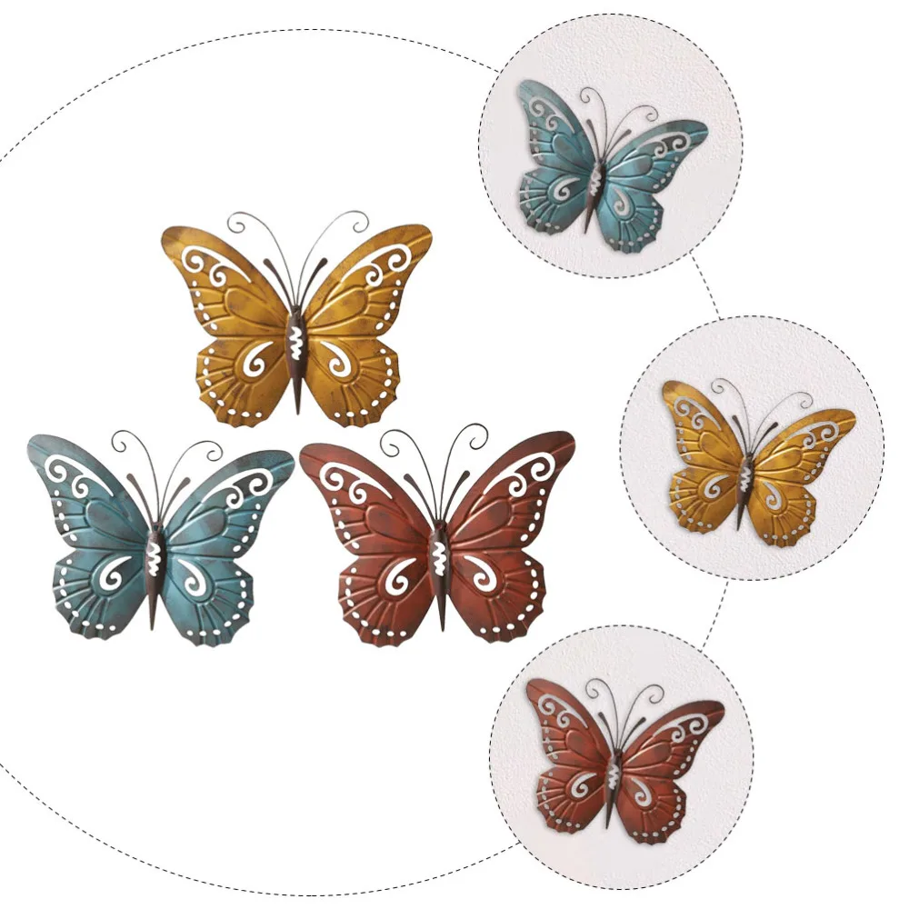 

3Pcs Iron Butterflies Wall Decoration Creative Art Butterflies Wall Ornaments