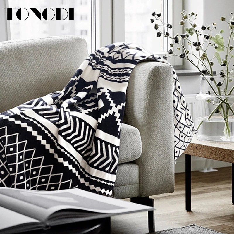 

TONGDI Boho Throw Blanket Soft Warm Fringed Knitting Wool Blanket Luxury Pretty Decor For Cover Couch Sofa Bed Handmade Sleeping