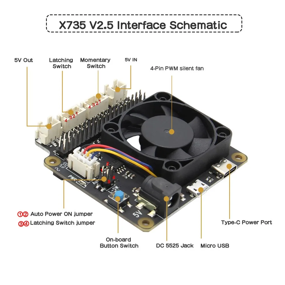 Raspberry Pi 2 5 дюймов жесткого диска SATA HDD/SSD X825 V2.0 доска + X735 с подходящей металлической
