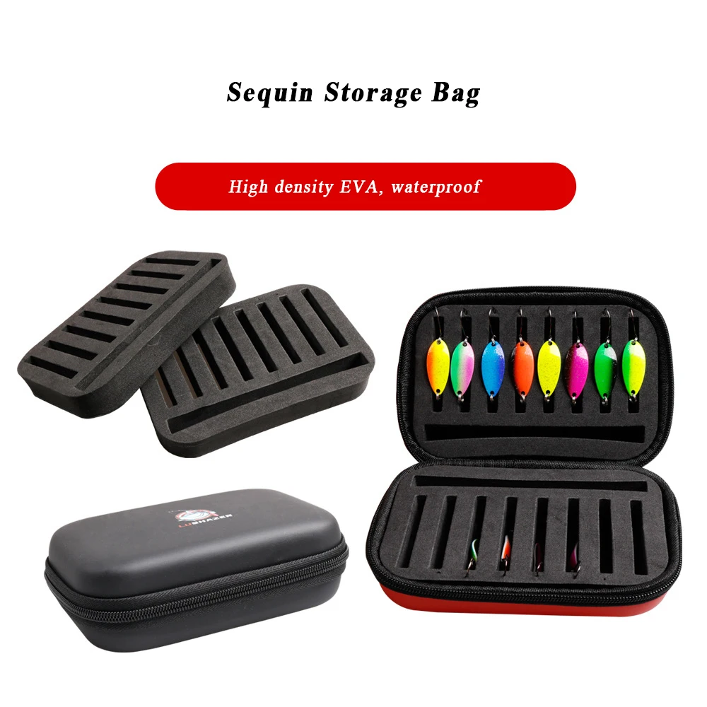 

EVA Spoon Hooks Baits Storage Tackle Box Fishing Lure Storage Case Containers Fly Hook Sequin Spinner Bait Foam Box