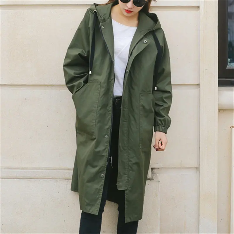 

New Fashion 2020 Long Trench Coats Women's Spring Autumn Coats Casual Plus Size Zipper Winter Windbreaker Female Outerwear X18