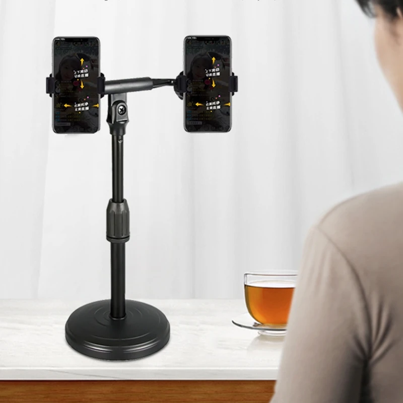 

Adjustable Mobile Phone Stand With Large Base for Boardcasting Live Meetings Lectures Podcasts Compatible With All Cellphone