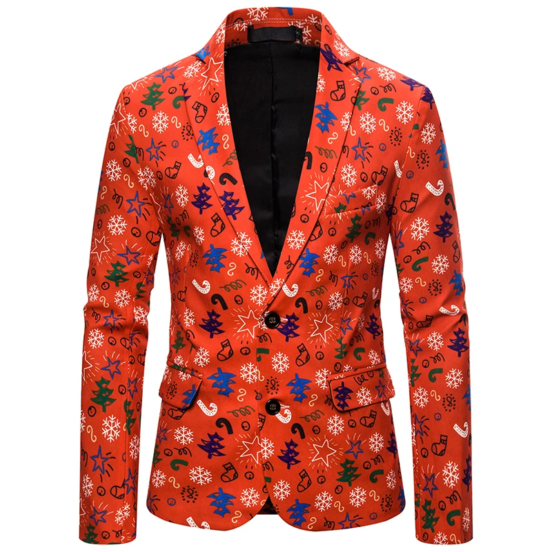 HEFLASHOR Male Floral Jacket Suit Painting Mens Blazers Fashion Buttons Suits Coat Christmas Slim Fit Party |