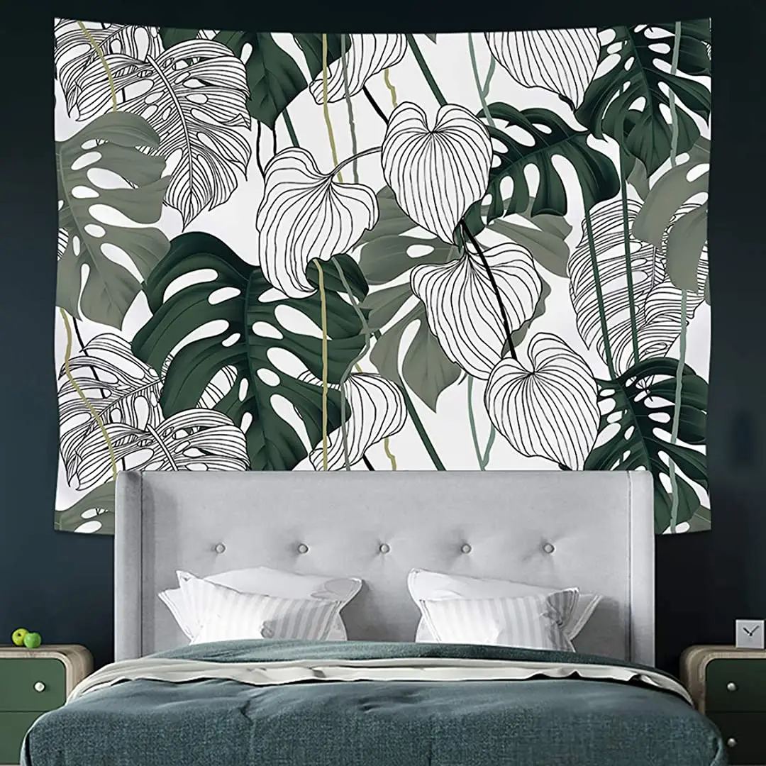

Palm Tree Leaves Tapestry, Tropical Natural Plant Pattern Tapestries, Wall Hanging for Bedroom Living Room Dorm