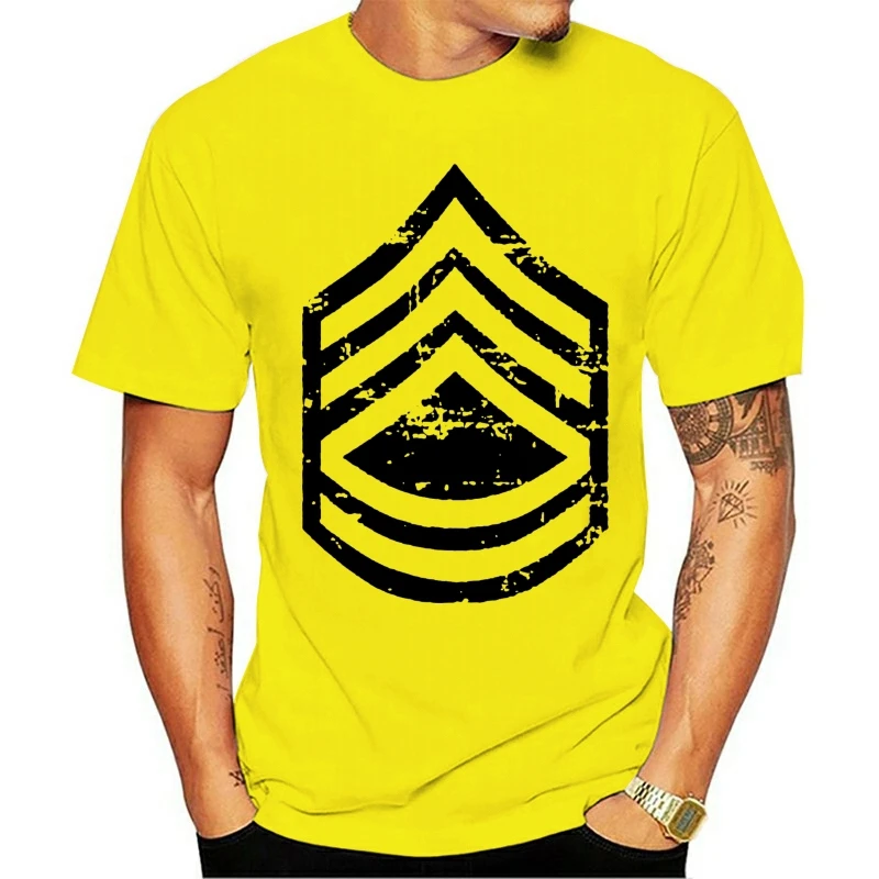 

Print T Shirt Mens Short Sleeve Hot Vintage Army E-7 Sergeant First Class Rank Veteran T-shirt
