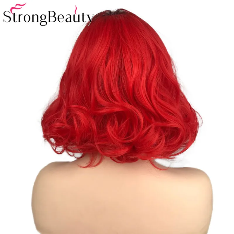 StrongBeauty короткие красные парики тела волнистый синтетический парик женщин леди Жаростойкие волосы