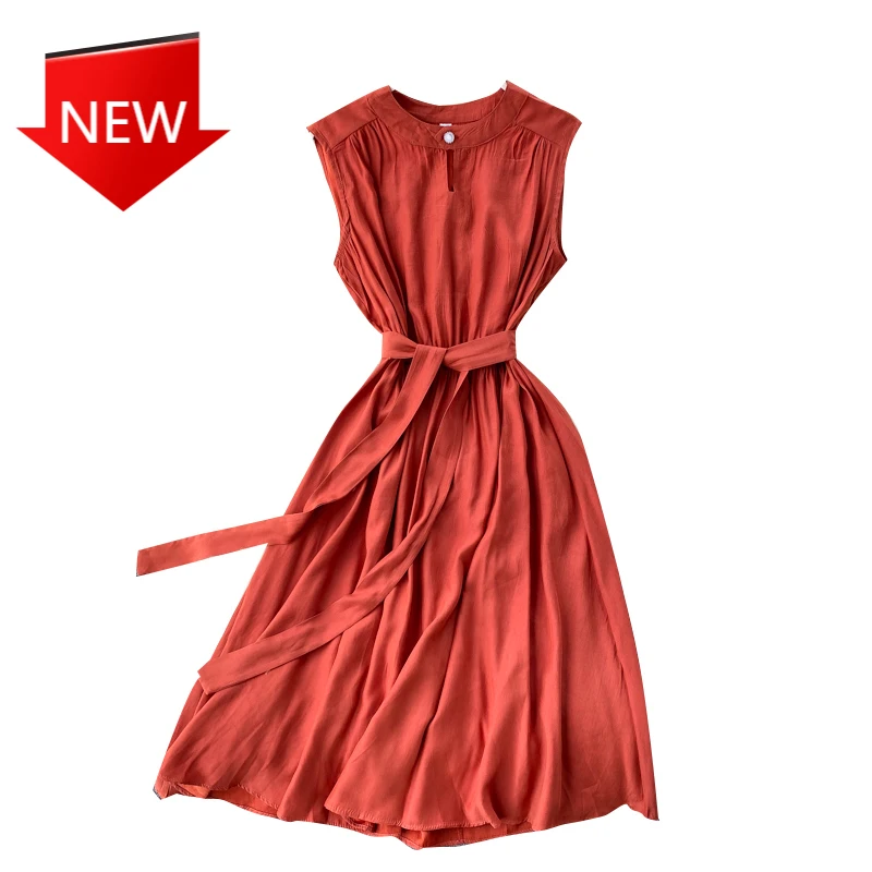 

Женское ажурное платье-миди без рукавов, элегантное Деловое платье-трапеция с круглым вырезом, лето 2021