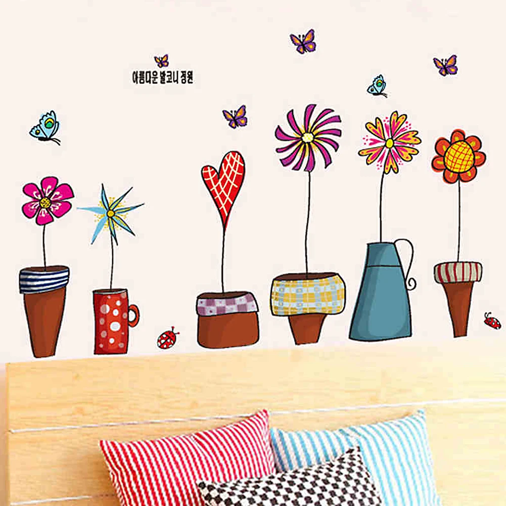 2020 ПВХ материал обои украшение для дома бонсай в горшке бабочка цветок растения