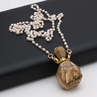 new product natural semi precious stone painted stone perfume bottle boutique pendant making diy fashion charm necklace jewelry