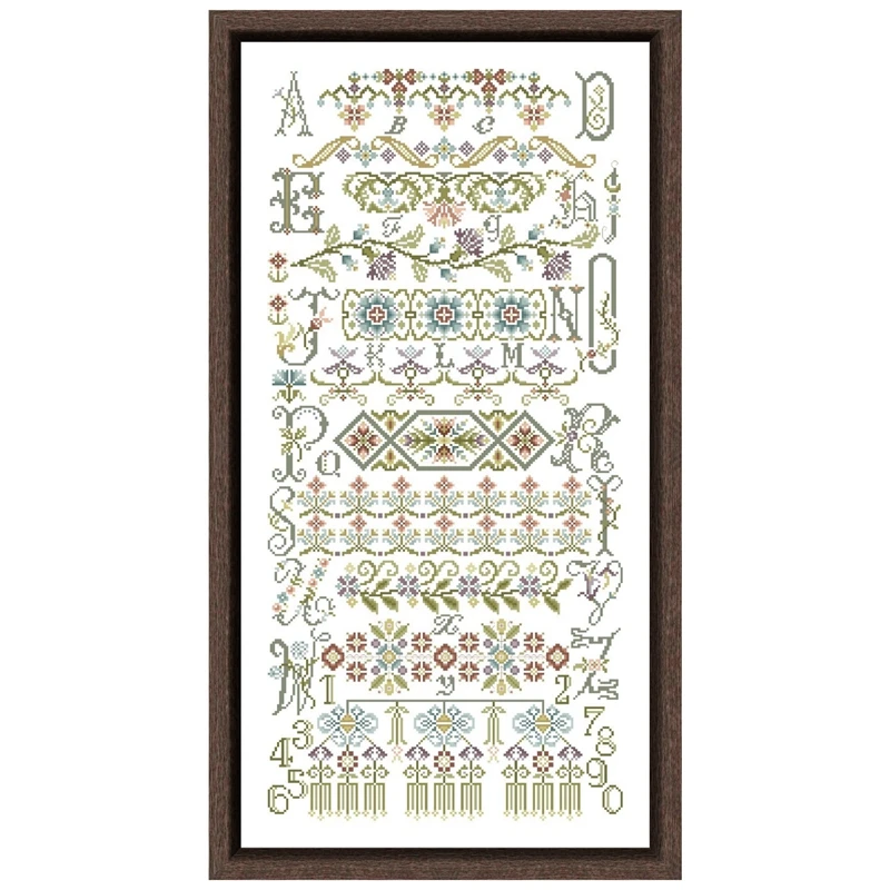 Alphabet flower illustrationcross stitch kits 18ct 14ct 11ct unprint fabric cotton thread DIY embroidery home wall decoration