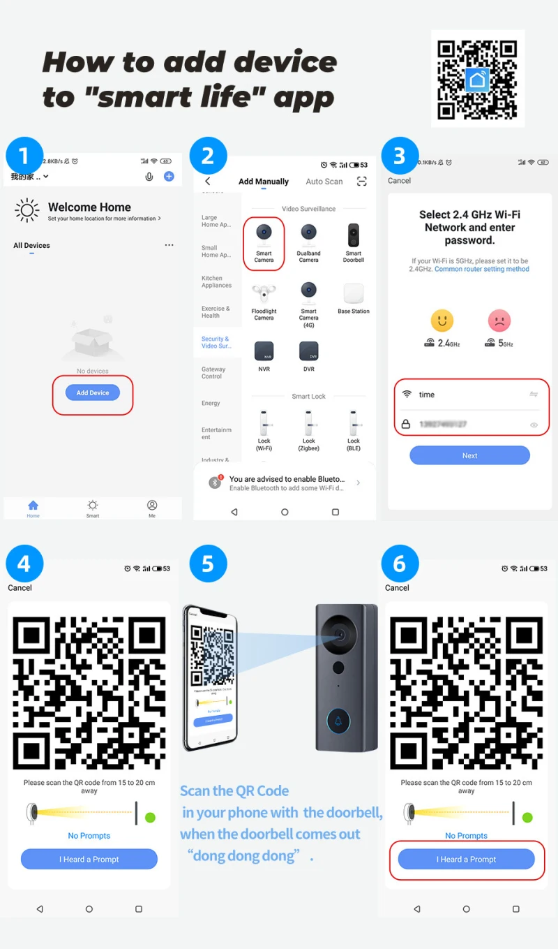

Tuya WIFI Doorbell Smart Home Wireless WiFi Video Doorbell Intercom Security Outdoor Door Camera Home Monitor Smart Life