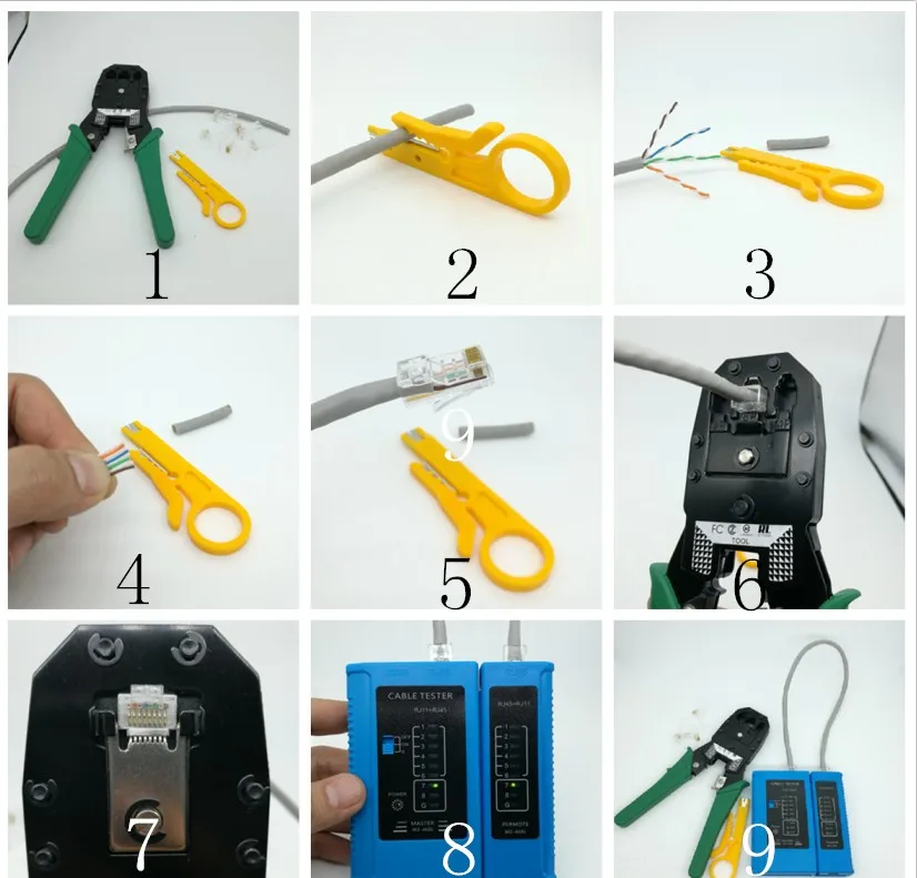 Профессиональный RJ45 RJ11 RJ12 CAT5 CAT5e CAT6 портативный набор инструментов для ремонта локальной сети Utp кабельный тестер и плоскогубцы Обжимные Щипцы разъем