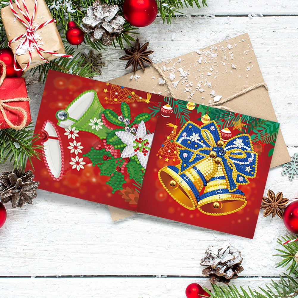 

8Pcs Creative Diamond Mosaic Card 3D Diamond Mosaic Christmas Greeting Card Homemade Art Craft Holiday Gifts