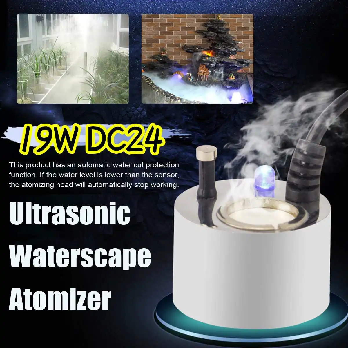 

36mm Ultrasonic Humidifier Air Mist Maker Fogger LED Light Water Fountain Pond Atomizer Head Air Humidifier Nebulizer Vaporizer