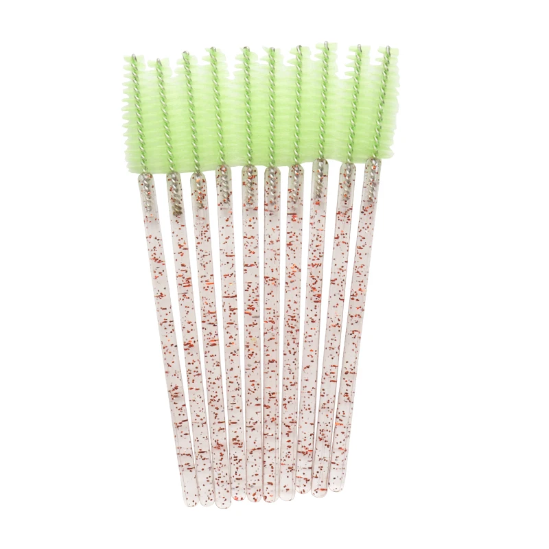shiny pink green 1/50 шт Блестящий одноразовый аппликатор для ресниц, палочки для завивки ресниц, набор кистей для туши для бровей, ложки для бровей-расческа, палочки, кисти для завивки - Handle Color: shiny pink green